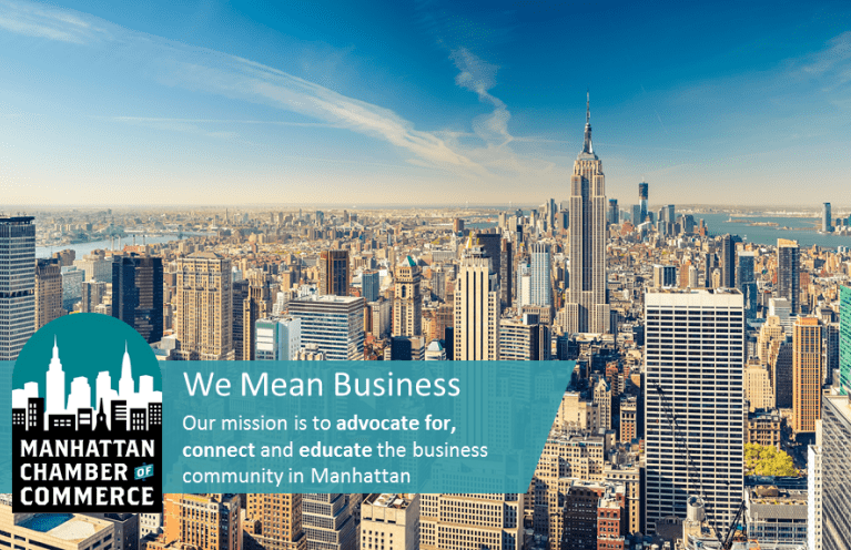 Manhattan cityscape with business message