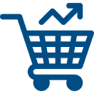 Increasing sales icon in blue