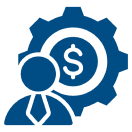 Business management icon with dollar sign